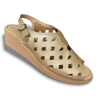Sandalia de Cuero para Mujer R&oacute;mulo Ref 5077 Metal Arena | Calzado C&oacute;modo y Ergon&oacute;mico | Tus Pasos Bogot&aacute;